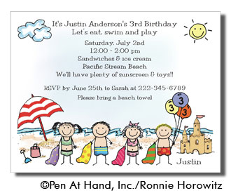 Beach Party Invitations on Beach Theme   Personalized Party Invitations By The Personal Note  Use